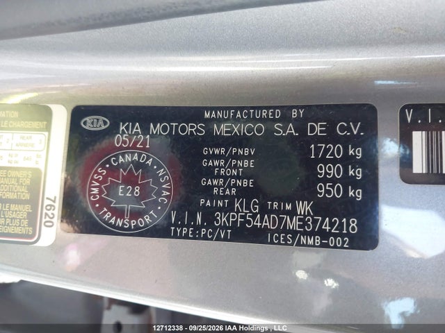 Продаж на аукціоні авто 2021 Kia Forte Ex/ex Premium/ex+, vin: 3KPF54AD7ME374218, номер лоту: 12712338