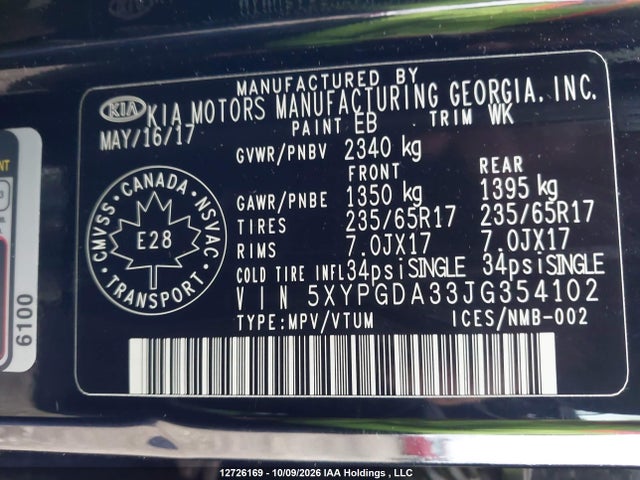 KIA Sorento Lx/l 2018 5XYPGDA33JG354102 Image 15