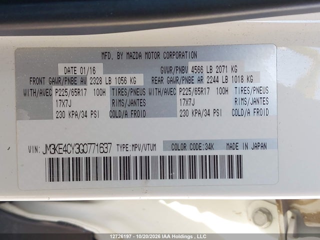 Mazda Cx-5 Touring 2016 JM3KE4CY3G0771637 Image 9
