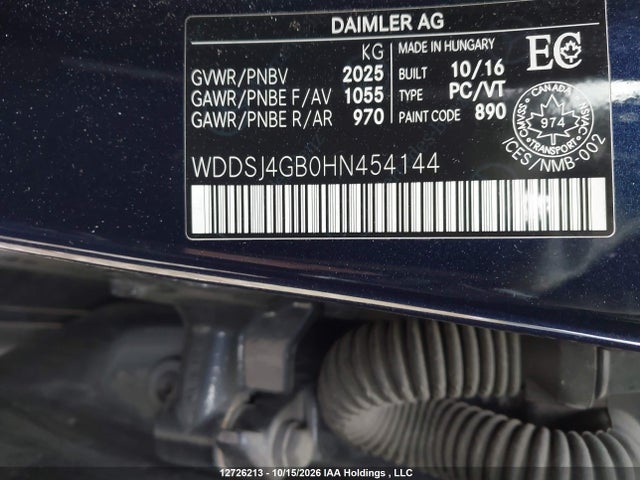 Aukcja sprzedaży 2017 Mercedes-benz Cla 250 4matic, vin: WDDSJ4GB0HN454144, numer aukcji: 12726213