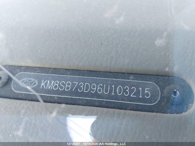Aukcja sprzedaży 2006 Hyundai Santa Fe Gls/limited, vin: KM8SB73D96U103215, numer aukcji: 12726267