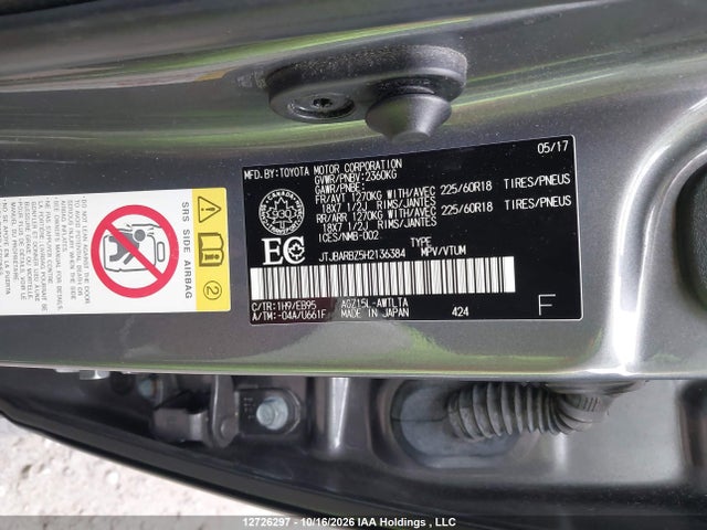 12726297 :رقم المزاد ، JTJBARBZ5H2136384 vin ، 2017 Lexus Nx 200t 200t مزاد بيع