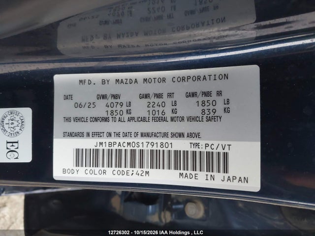 12726302 :رقم المزاد ، JM1BPACM0S1791801 vin ، 2025 Mazda 3 Preferred مزاد بيع