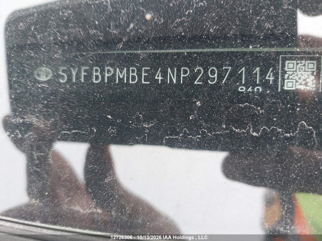 12726306 :رقم المزاد ، 5YFBPMBE4NP297114 vin ، 2022 Toyota Corolla Le/xle مزاد بيع