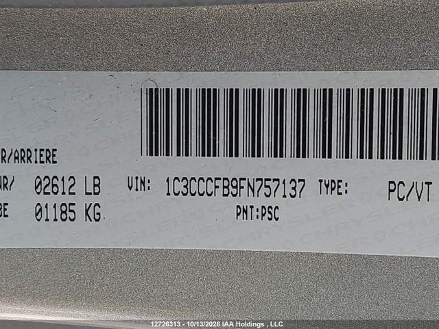 2015 Chrysler 200 Lx მანქანა იყიდება აუქციონზე, vin: 1C3CCCFB9FN757137, აუქციონის ნომერი: 12726313
