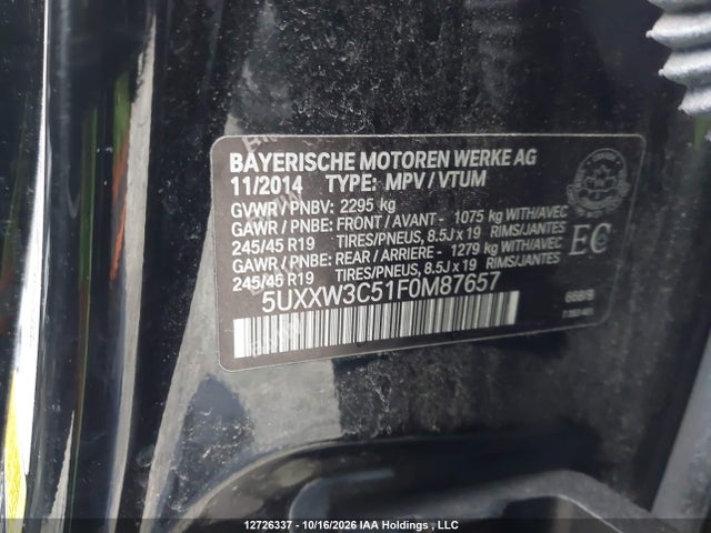 5UXXW3C51F0M87657 BMW X4 Xdrive28i