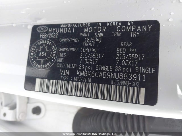 Hyundai Kona Sel 2022 KM8K6CAB9NU883911 Image 9