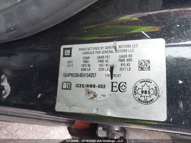 12726566 :رقم المزاد ، 1G4PN5SK4E4134257 vin ، 2014 Buick Verano مزاد بيع