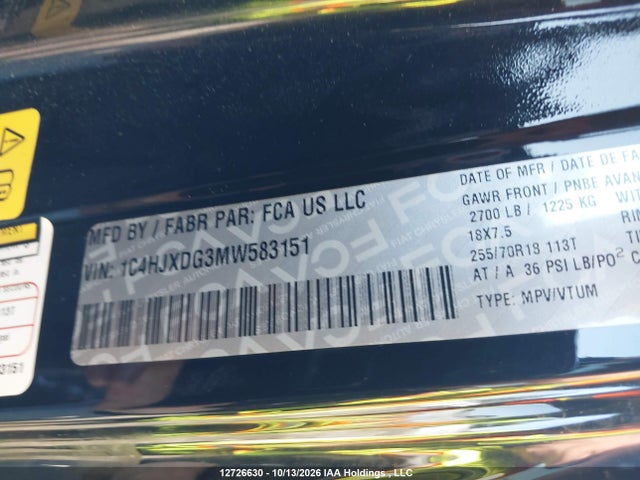 Продаж на аукціоні авто 2021 Jeep Wrangler Unlimited Sport, vin: 1C4HJXDG3MW583151, номер лоту: 12726630