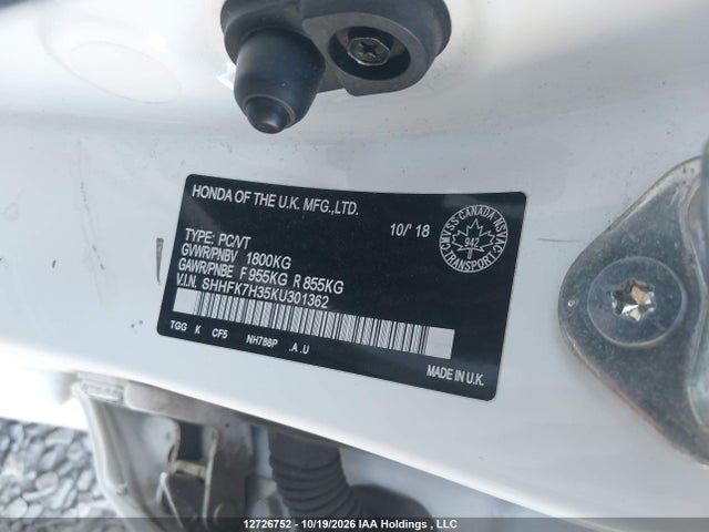SHHFK7H35KU301362 Honda Civic Lx