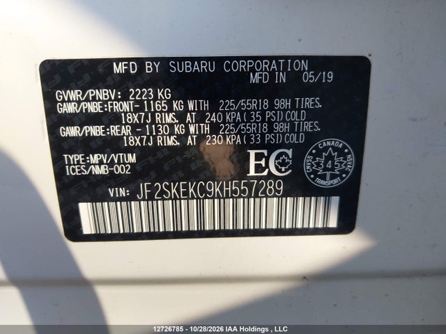 Auction sale of the 2019 Subaru Forester 2.5i Sport, vin: JF2SKEKC9KH557289, lot number: 12726785