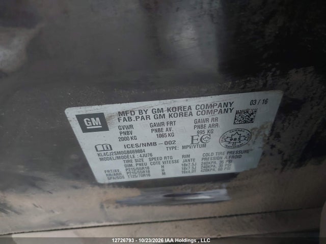 KL4CJ2SM0GB669884 Buick Encore Sport Touring