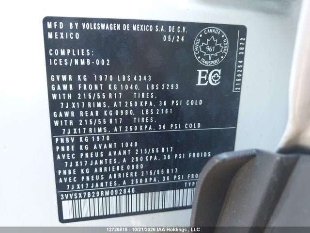 Volkswagen TAOS SE 2024 3VVSX7B29RM092846 Image 9