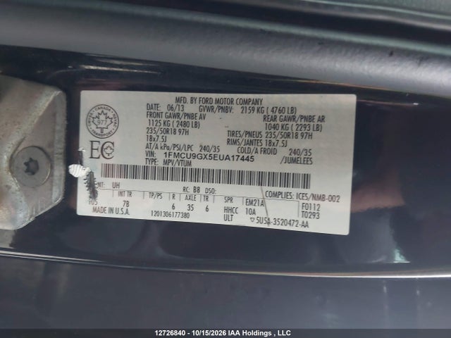 Auction sale of the 2014 Ford Escape Se, vin: 1FMCU9GX5EUA17445, lot number: 12726840