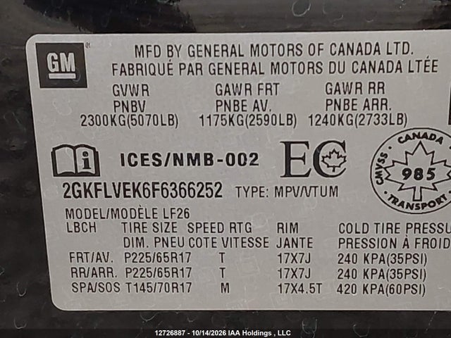 GMC Terrain Sle 2015 2GKFLVEK6F6366252 Image 9