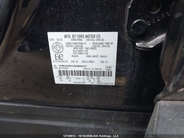 2025 Ford Explorer Active მანქანა იყიდება აუქციონზე, vin: 1FMUK8DH3SGB66237, აუქციონის ნომერი: 12726912