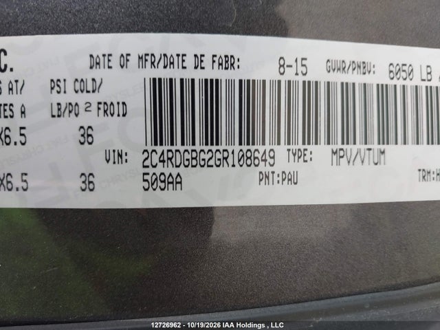 Dodge Grand Caravan Se 2016 2C4RDGBG2GR108649 Image 9