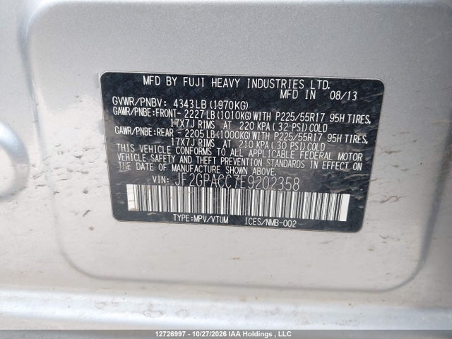 12726997 :رقم المزاد ، JF2GPACC7E9202358 vin ، 2014 Subaru Xv Crosstrek 2.0 Premium مزاد بيع