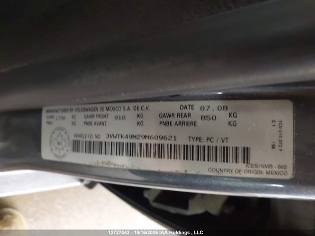 Aukcja sprzedaży 2009 Volkswagen City Jetta, vin: 3VWTK49M29M609621, numer aukcji: 12727042