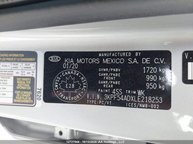 3KPF54ADXLE218253 KIA Forte Ex/ex Limited/ex Premium/ex+