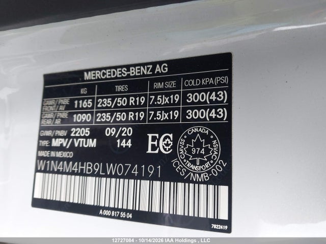 W1N4M4HB9LW074191 Mercedes-Benz Glb 250 4matic