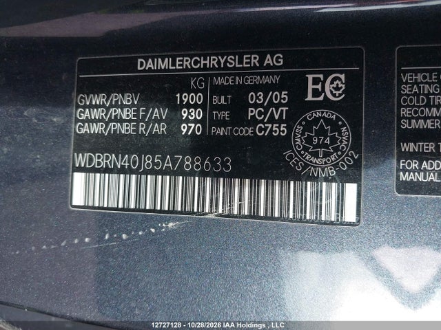 Auction sale of the 2005 Mercedes-benz C 230k Sport Oupe, vin: WDBRN40J85A788633, lot number: 12727128