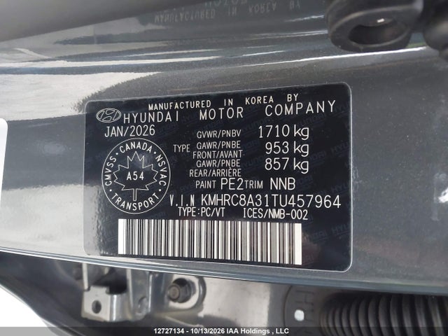 12727134 :رقم المزاد ، KMHRC8A31TU457964 vin ، 2026 Hyundai Venue Sel مزاد بيع