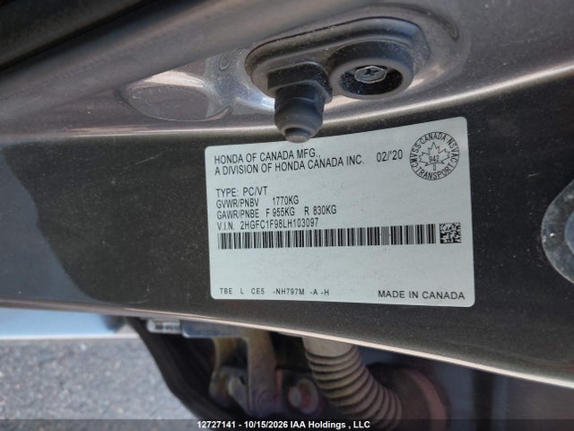 Продаж на аукціоні авто 2020 Honda Civic Touring, vin: 2HGFC1F98LH103097, номер лоту: 12727141