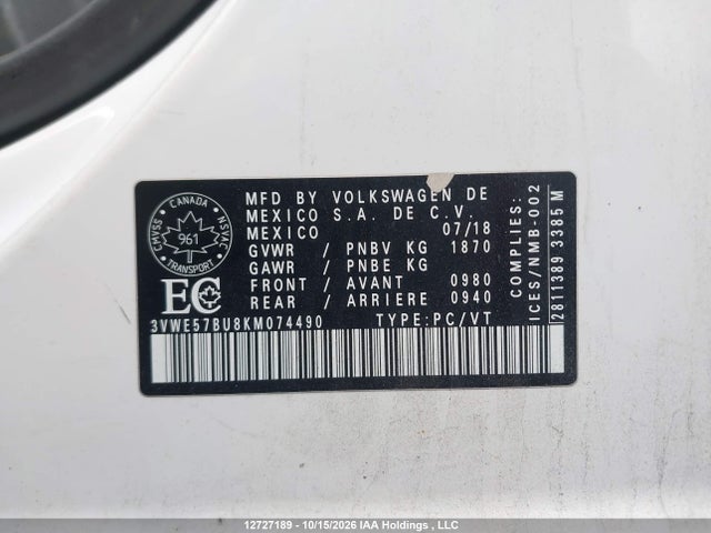 Volkswagen Jetta 2019 3VWE57BU8KM074490 Image 19