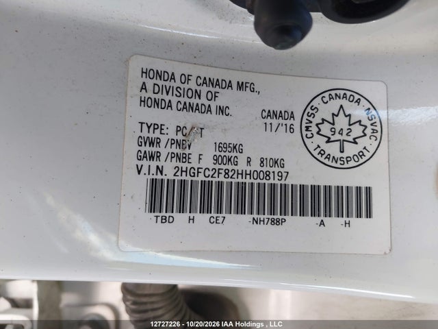 Honda Civic 2017 2HGFC2F82HH008197 Image 9