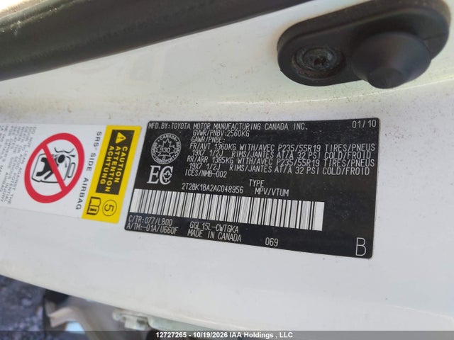 12727265 :رقم المزاد ، 2T2BK1BA2AC048956 vin ، 2010 Lexus Rx 350 مزاد بيع