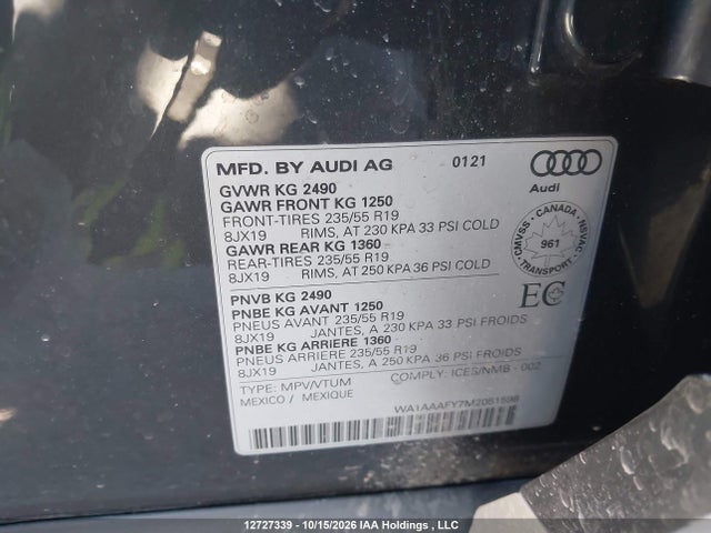 Audi Q5 PREMIUM 2021 WA1AAAFY7M2051598 Image 9