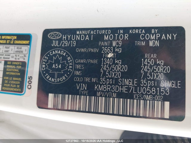 Продаж на аукціоні авто 2020 Hyundai Palisade Luxury 7-passenger Seating, vin: KM8R3DHE7LU058153, номер лоту: 12727563
