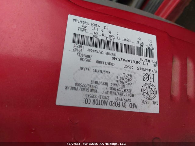 Aukcja sprzedaży 2010 Ford Ranger Super Cab, vin: 1FTLR4FE3APA25349, numer aukcji: 12727584