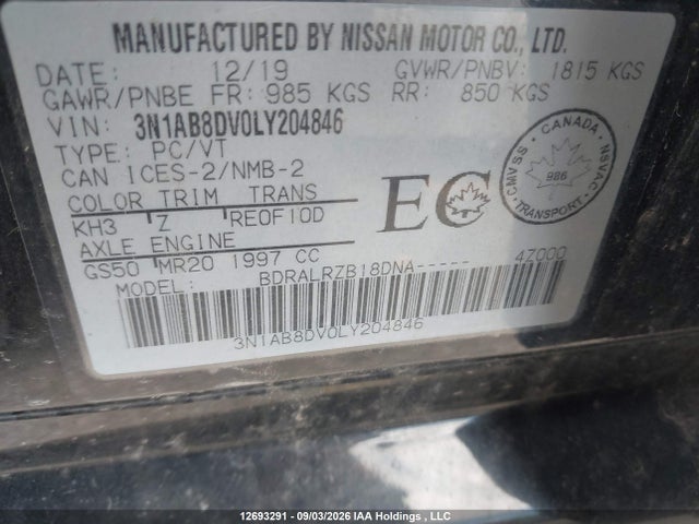 Aukcja sprzedaży 2020 Nissan Sentra Sr, vin: 3N1AB8DV0LY204846, numer aukcji: 12693291