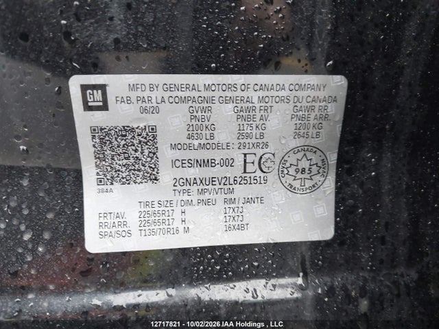 Chevrolet EQUINOX LT 2020 2GNAXUEV2L6251519 Image 9