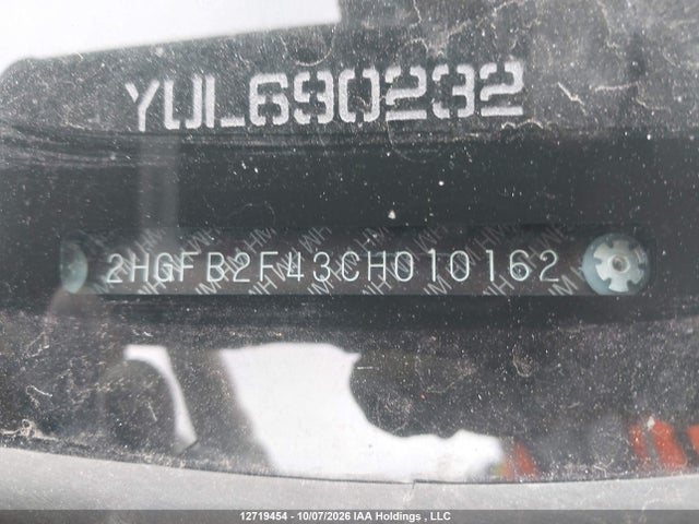 Aukcja sprzedaży 2012 Honda Civic Lx, vin: 2HGFB2F43CH010162, numer aukcji: 12719454