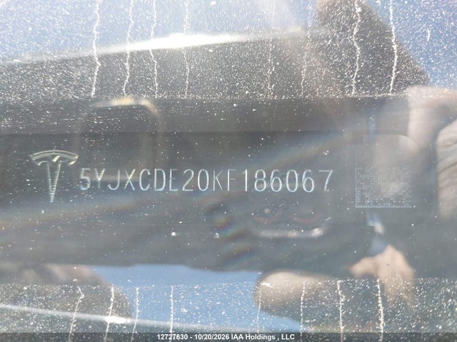 12727630 :رقم المزاد ، 5YJXCDE20KF186067 vin ، 2019 Tesla Model X 100d/75d/long Range/p100d/standard Range مزاد بيع