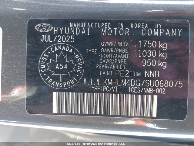 Продажа на аукционе авто 2025 Hyundai Elantra, vin: KMHLM4DG7SU068075, номер лота: 12727634