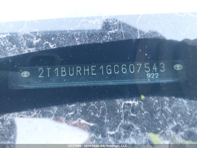 2T1BURHE1GC607543 Toyota COROLLA LE