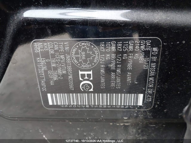 Продаж на аукціоні авто 2023 Nissan Rogue Sv, vin: JN8BT3BB5PW220567, номер лоту: 12727740