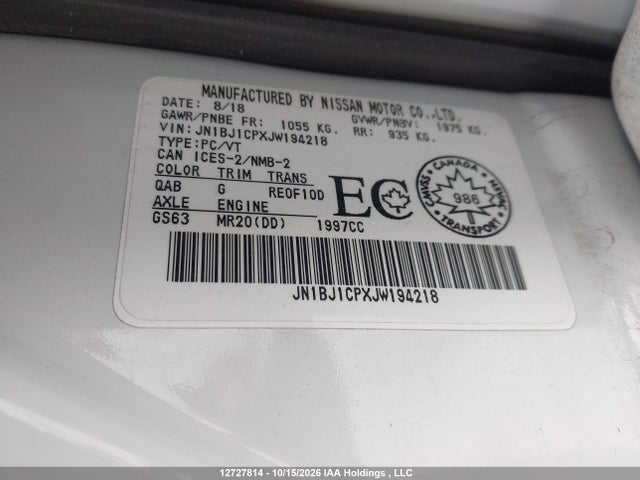 Aukcja sprzedaży 2018 Nissan Rogue Sport S/sv/sl, vin: JN1BJ1CPXJW194218, numer aukcji: 12727814