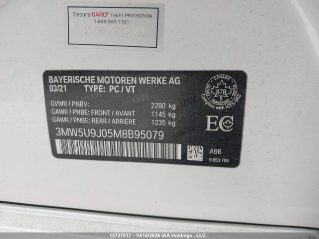 Продажа на аукционе авто 2021 Bmw M340xi, vin: 3MW5U9J05M8B95079, номер лота: 12727817