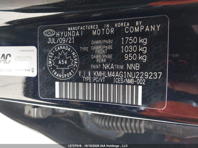 KMHLM4AG1NU229237 Hyundai ELANTRA SEL