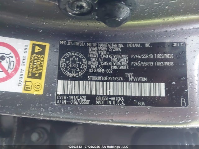 Toyota Highlander Limited 2015 5TDDKRFHXFS217574 Image 17
