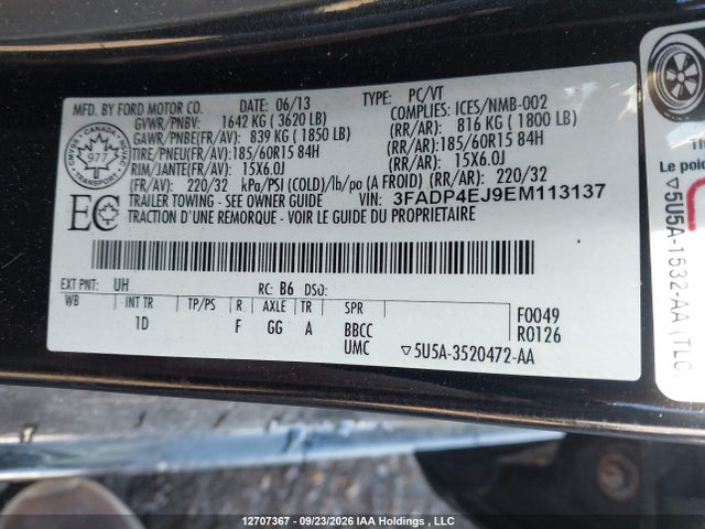 Ford FIESTA SE 2014 3FADP4EJ9EM113137 Image 9