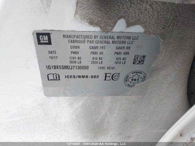 1G1BE5SM2J7136090 Chevrolet Cruze Lt Auto