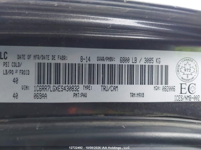 RAM 1500 Slt 2014 1C6RR7LGXES430832 Image 19