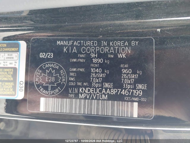 12723757 :رقم المزاد ، KNDEUCAA8P7467199 vin ، 2023 Kia Seltos Ex مزاد بيع