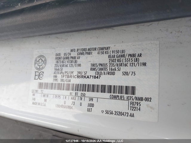 Ford Transit T-250 2024 1FTBR1C85RKA71847 Image 9